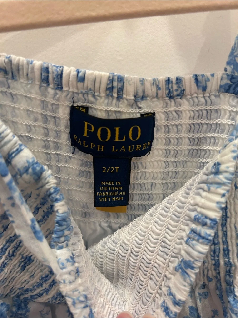 Polo by Ralph Lauren Girls’ White and Blue Floral Smocked Sundress
